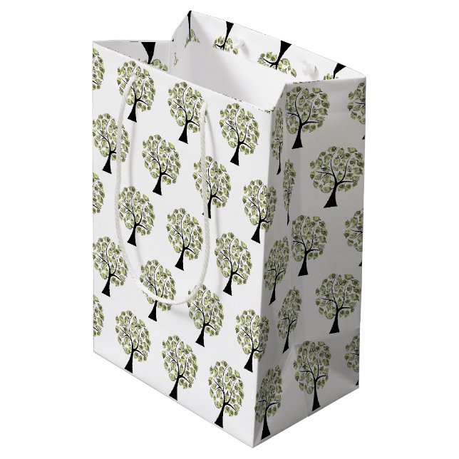Money Trees on White Medium Gift Bag (Back Angled)