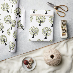 Money Trees on White Wrapping Paper