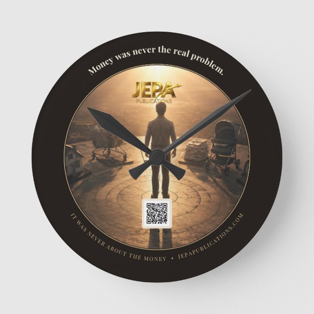 Money Was Never the Real Problem Book Quote Round Clock (Front)