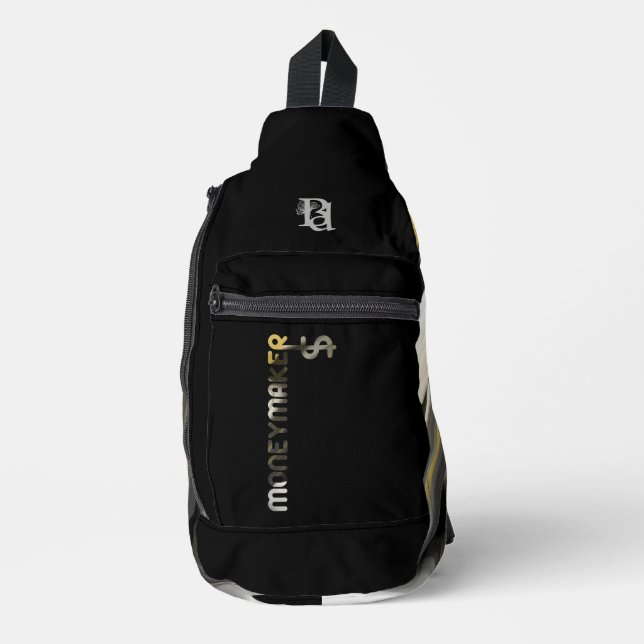 MONEYMAKER Black Sling Bag Trend Abstract  (Front)