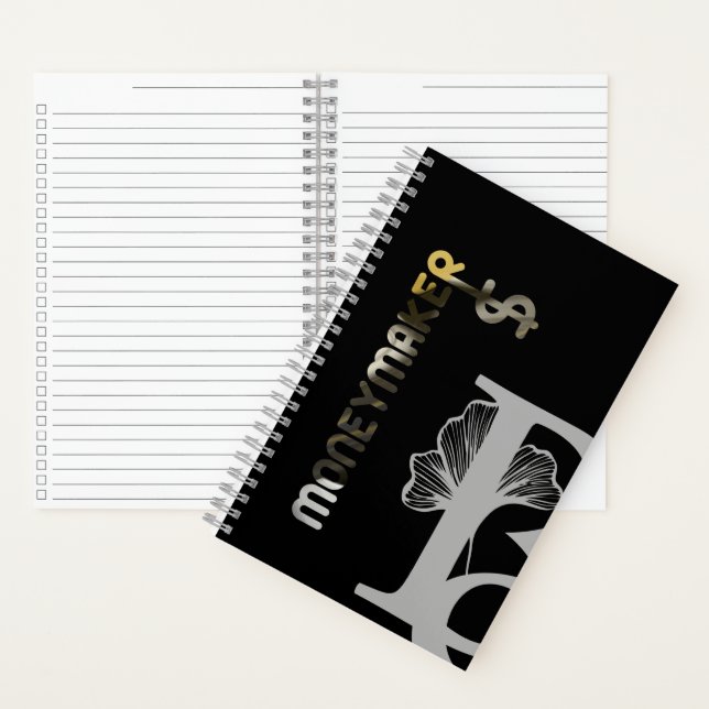 MONEYMAKER Spiral Notebook Abstract Black White (Inside)