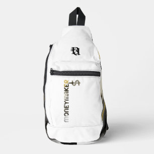MONEYMAKER White Sling Bag Trend Abstract Black