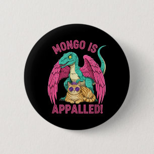 Mongo is Appalled Gaming Raptor Cat Funny Retro 6 Cm Round Badge