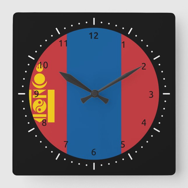 Mongol (Mongolian) flag Wall Clock (Front)