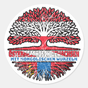 Mongolei Mongolisch Österreichisch Österreich Baum Classic Round Sticker