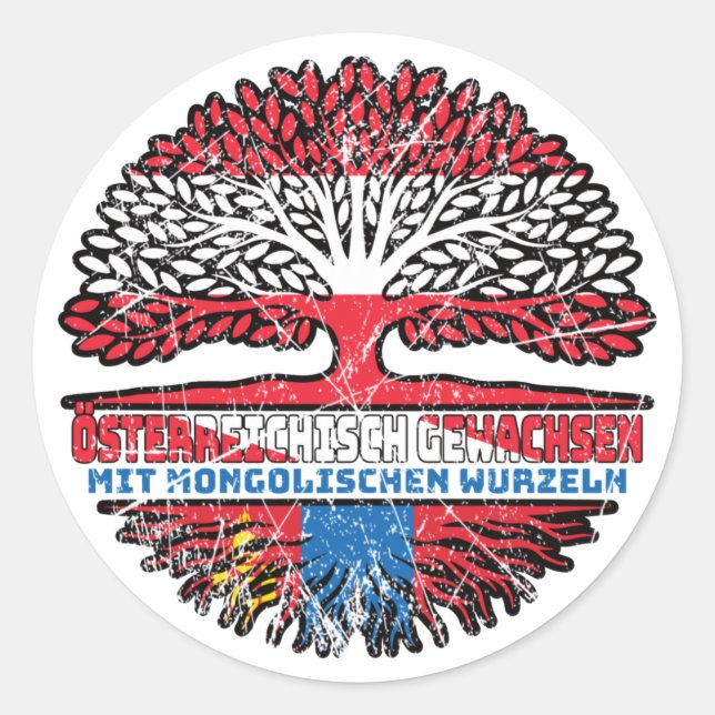 Mongolei Mongolisch Österreichisch Österreich Baum Classic Round Sticker (Front)