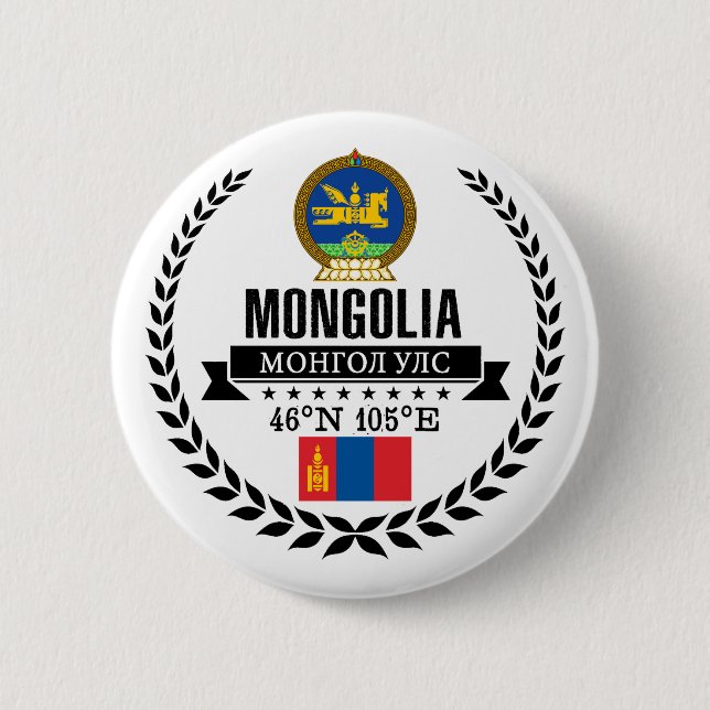 Mongolia 6 Cm Round Badge (Front)