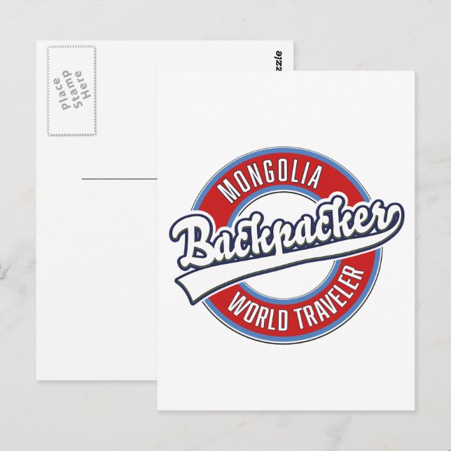 mongolia backpacker world traveller postcard (Front/Back)
