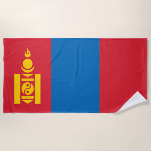 Mongolia Flag Beach Towel