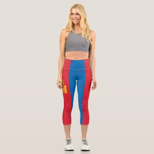 Mongolia flag capri leggings