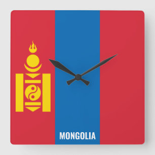 Mongolia Flag Dazzling Patriotic Square Wall Clock