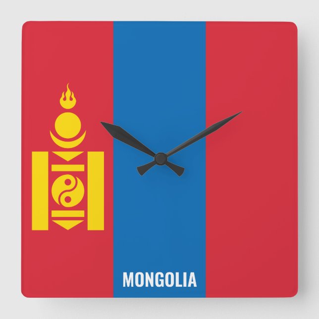 Mongolia Flag Dazzling Patriotic Square Wall Clock (Front)