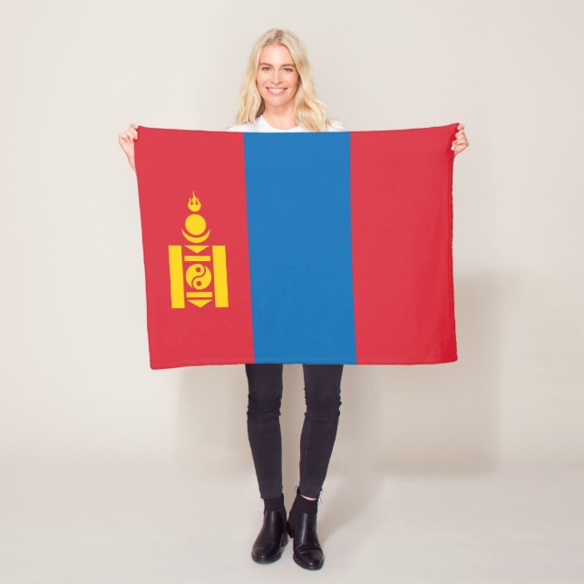Mongolia Flag Fleece Blanket (In Situ)