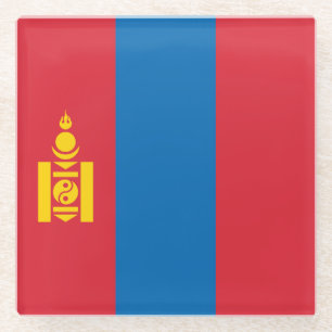 Mongolia Flag Glass Coaster