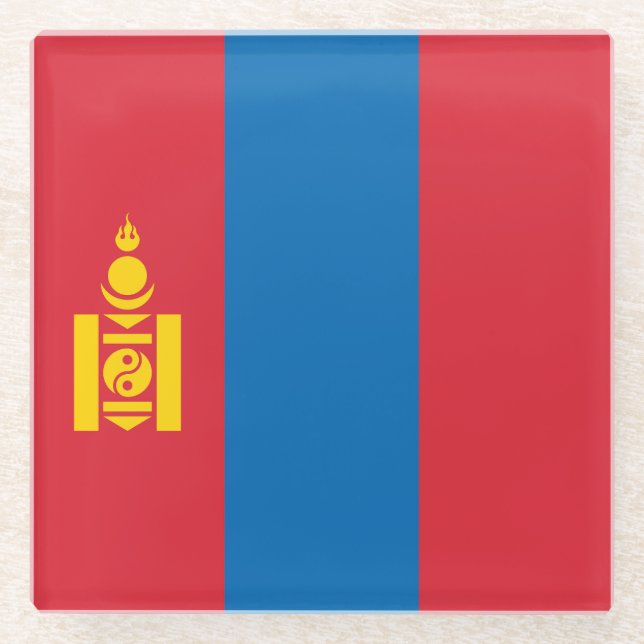 Mongolia Flag Glass Coaster (Front)