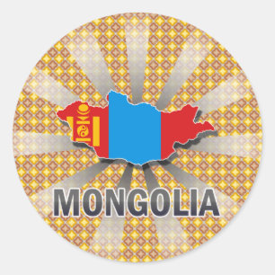Mongolia Flag Map 2.0 Classic Round Sticker