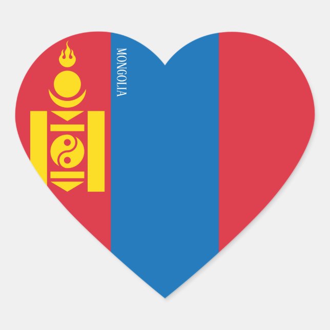 Mongolia Flag Splendid Patriotic Heart Sticker (Front)