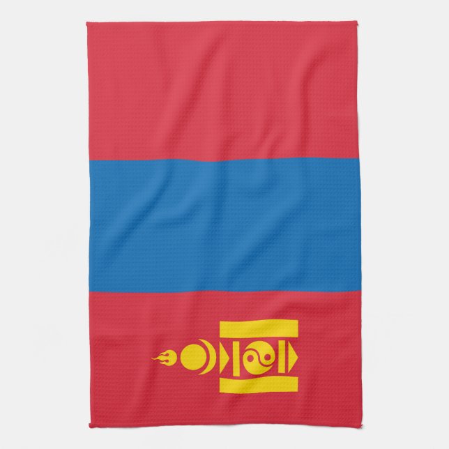 Mongolia flag tea towel (Vertical)