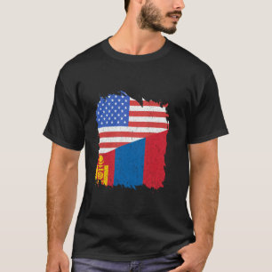 Mongolia Flag USA America Mongolian Pride Mongolia T-Shirt