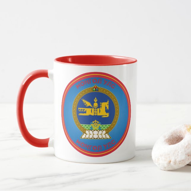 Mongolia Heritage Emblem Mug (With Donut)