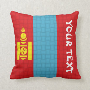 Mongolia Mongolian Flag: ADD TEXT Cushion