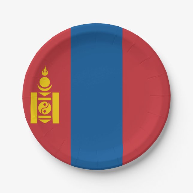 Mongolia (Mongolian) Flag Paper Plate (Front)