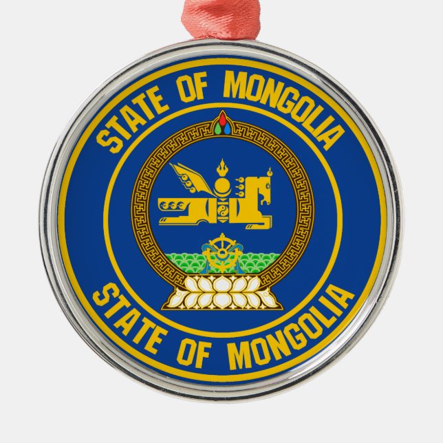 Mongolia Round Emblem Metal Ornament (Front)