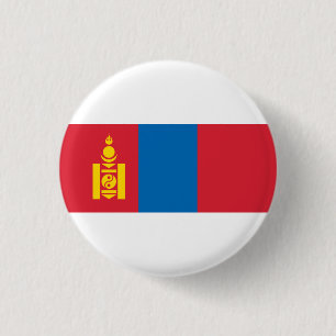 Mongolian Flag, Flag of Mongolia 3 Cm Round Badge