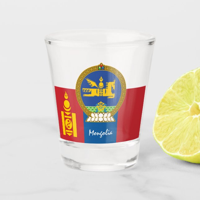 Mongolian Flag & Mongolia country patriot / sports Shot Glass (Front)