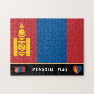 Mongolian Flag & Mongolian country / Mongolia Jigsaw Puzzle