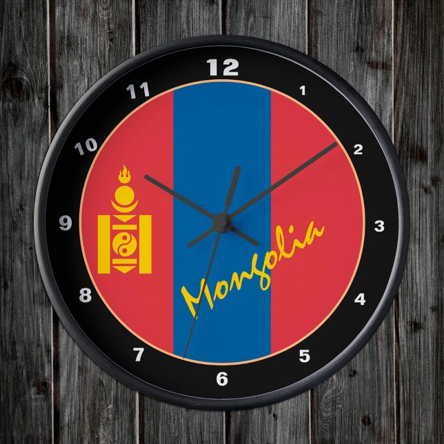 Mongolian Flag, patriotic Mongolia Home / design Round Clock (Creator Uploaded)