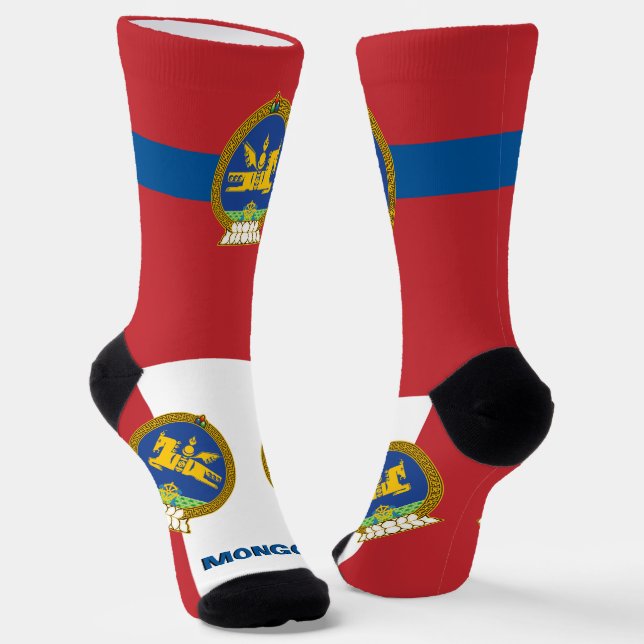 Mongolian Flag Patriotic, Sustainable Mongolia Socks (Angled)