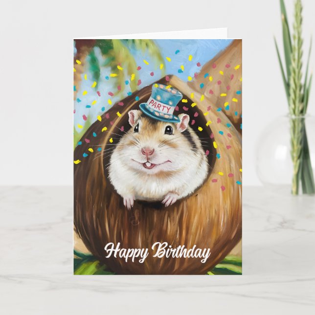 Mongolian Gerbil in coconut house Card (Front)