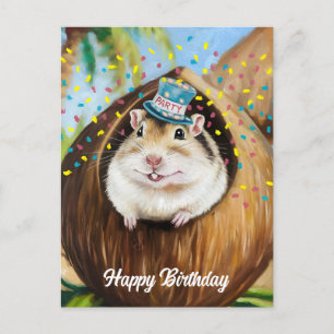 Mongolian Gerbil in coconut house Postcard