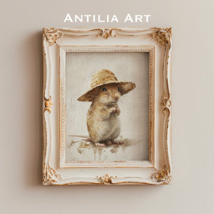 Mongolian Gerbil Portrait Painting Desert Rat Poster