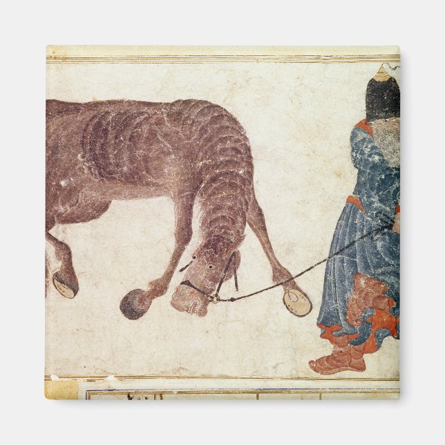 Mongolian nomad taking his horse to water magnet (Front)