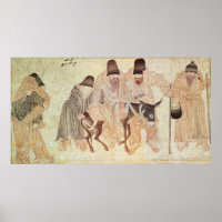 Mongolian nomads with a donkey, 15th century