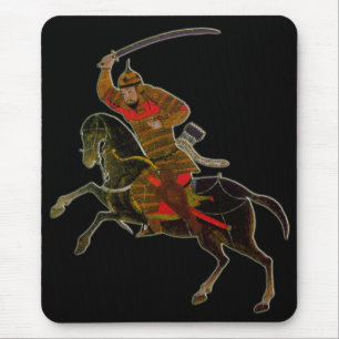 Mongolian rider in battle mouse pad