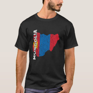 Mongolian Roots Mongolia Flag Map Mongolian Pride T-Shirt