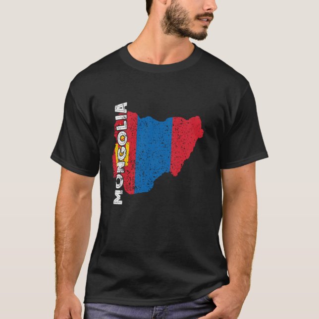 Mongolian Roots Mongolia Flag Map Mongolian Pride T-Shirt (Front)