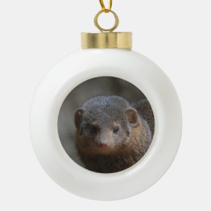 Mongoose Ceramic Ball Christmas Ornament