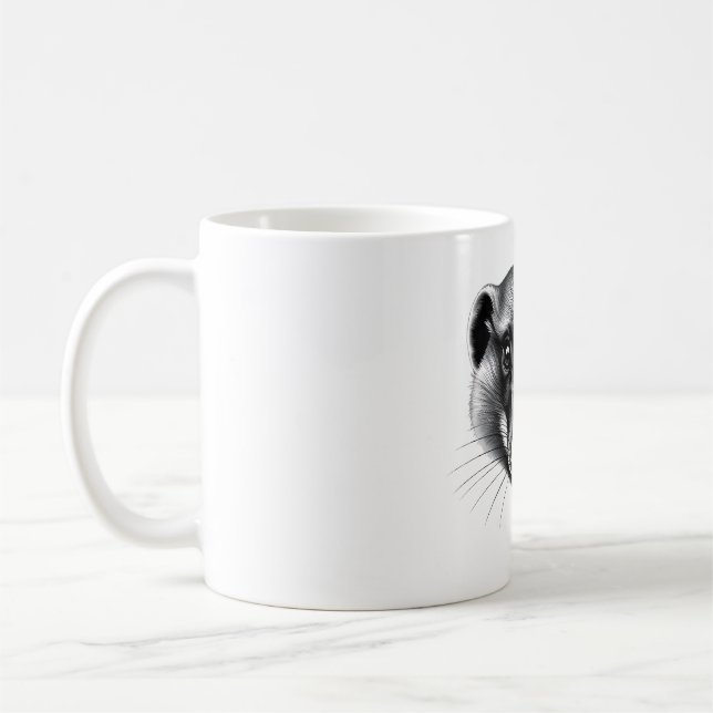 Mongoose Head Black & White T-Shirt Coffee Mug (Left)