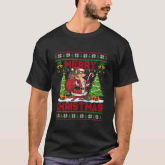 Mongoose Xmas Tree Lights Ugly Santa Mongoose Chri T-Shirt
