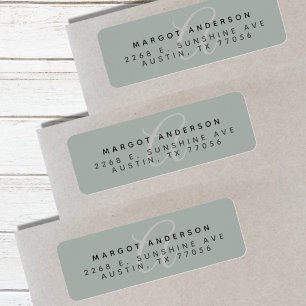 Mongoram Chic Stylish Script Sage Return Address Return Address Label