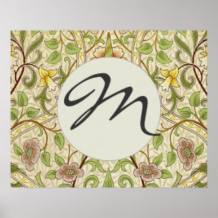 Mongram Chic Decorator Floral Wallpaper Daffodil Poster