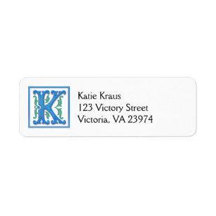 Mongram Initial K Return Address Label
