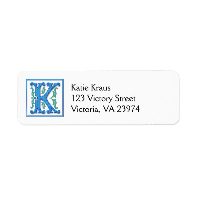 Mongram Initial K Return Address Label (Front)