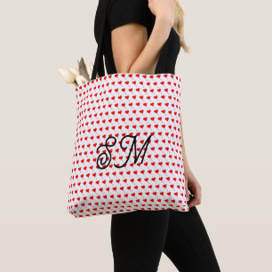 Mongram Red Heart Girly Balloon White All Print Tote Bag