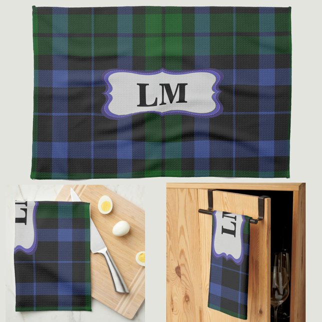 Mongram Wallace Tartan Blue Green Sports & Kitchen Tea Towel (Mongram Wallace Tartan Blue Green Sports & Kitchen Towel)
