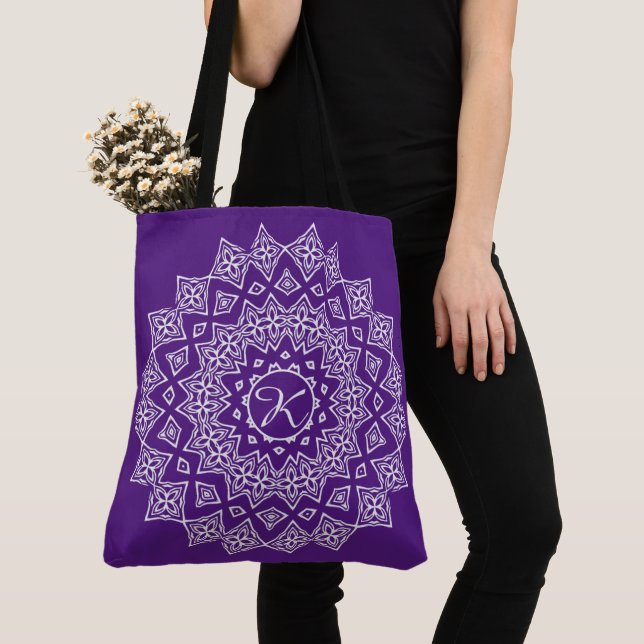 Mongrammed Mandala Tote Bag (Close Up)